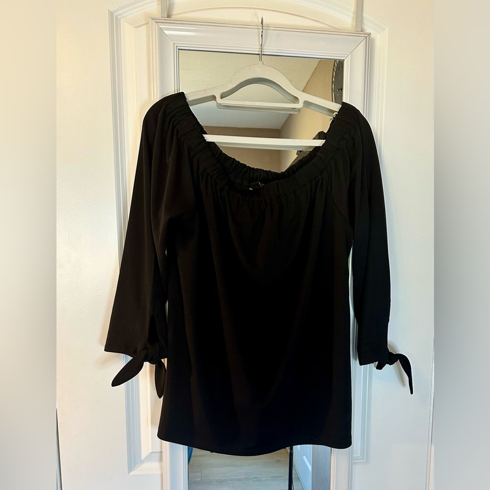 Ann Taylor Black Off-Shoulder Blouse